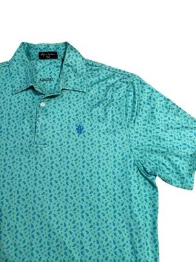 Byron Nelson  Men's Teal Paisley AOP Polo Shirt